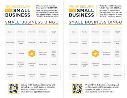 Small Business Bingo Card – Prefilled